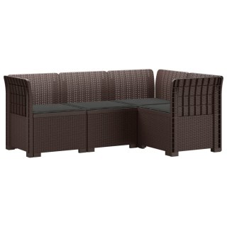 VidaXL Ogród Sofa 4-osobowa z poduszkami Wygląd Rattanu PP brązowy