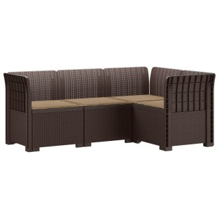 VidaXL Ogród Sofa 4-osobowa z poduszkami Wygląd Rattanu PP brązowy