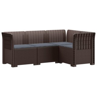 VidaXL Ogród Sofa 4-osobowa z poduszkami Wygląd Rattanu PP brązowy