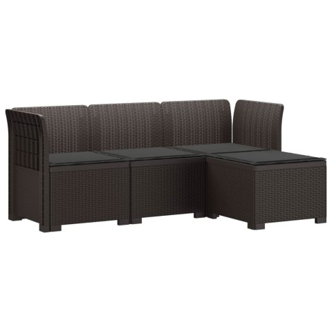 Sofa ogrodowa dla 4 osób z poduszkami w stylu rattanowym PP