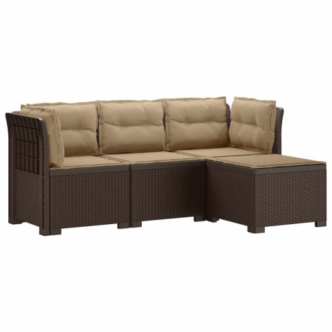 Sofa ogrodowa dla 4 osób z poduszkami w stylu rattanowym PP