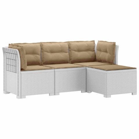 Sofa ogrodowa dla 4 osób z poduszkami w stylu rattanowym PP