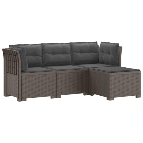 Sofa ogrodowa dla 4 osób z poduszkami w stylu rattanowym PP