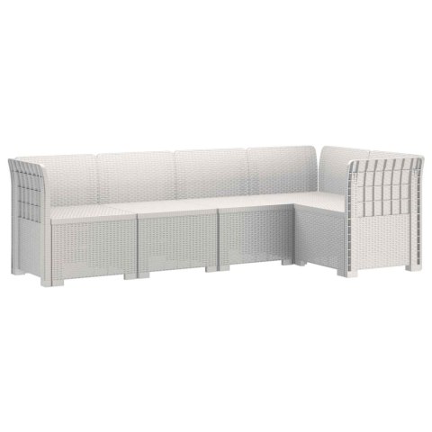 5-osobowa sofa ogrodowa w stylu rattanowym PP Biały