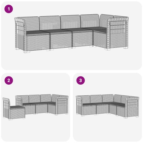 5-osobowa sofa ogrodowa w stylu rattanowym PP Biały
