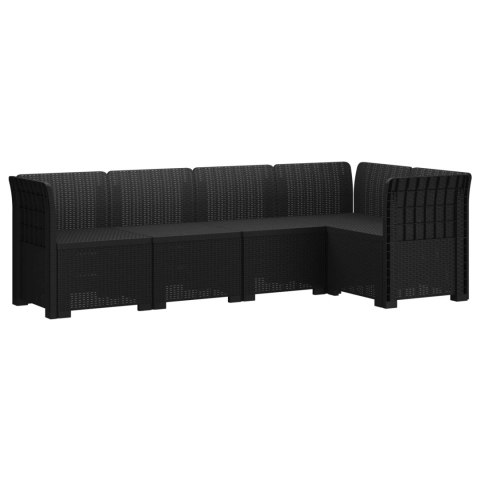 5-osobowa sofa ogrodowa w stylu rattanowym PP antracytowy