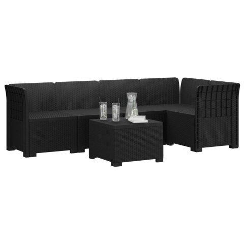 5-osobowa sofa ogrodowa w stylu rattanowym PP antracytowy