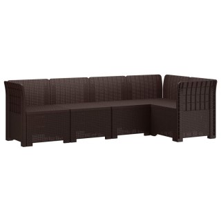 VidaXL 5-osobowa sofa ogrodowa w stylu rattanowym PP brązowy