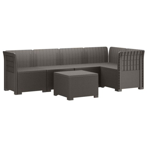 5-osobowa sofa ogrodowa w stylu rattanowym PP jasnoszary