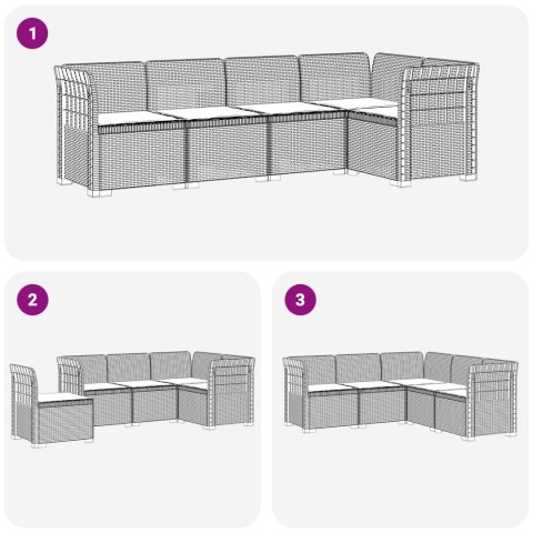 5-osobowa sofa ogrodowa z poduszkami w stylu rattanowym PP