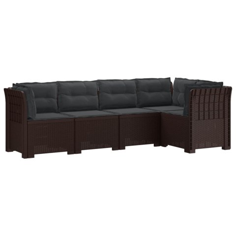 5-osobowa sofa ogrodowa z poduszkami w stylu rattanowym PP