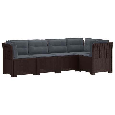 5-osobowa sofa ogrodowa z poduszkami w stylu rattanowym PP