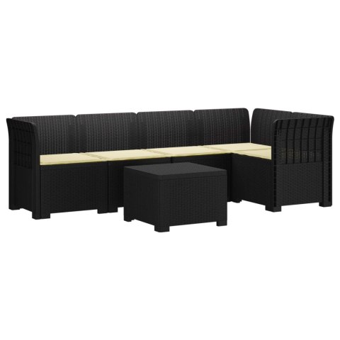 5-osobowa sofa ogrodowa z poduszkami w stylu rattanowym PP