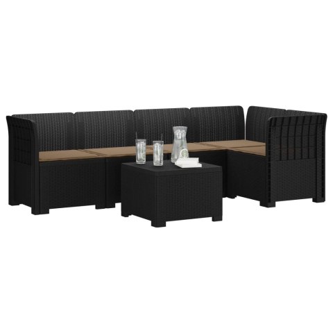 5-osobowa sofa ogrodowa z poduszkami w stylu rattanowym PP