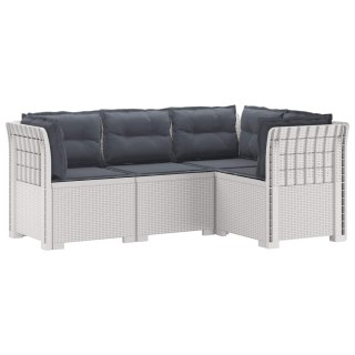 VidaXL Ogród Sofa 4-osobowa z poduszkami Wygląd Rattanu PP Biały