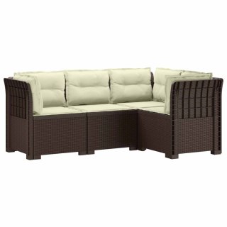VidaXL Ogród Sofa 4-osobowa z poduszkami Wygląd Rattanu PP brązowy
