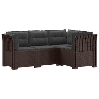 VidaXL Ogród Sofa 4-osobowa z poduszkami Wygląd Rattanu PP brązowy