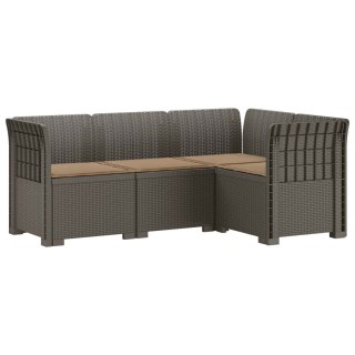 VidaXL Ogród Sofa 4-osobowa z poduszkami Wygląd Rattanu PP jasnoszary