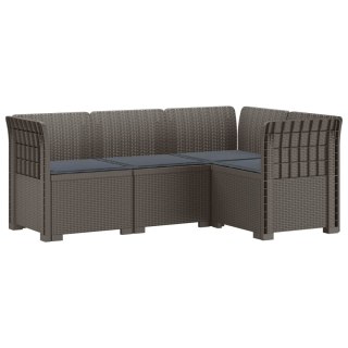 VidaXL Ogród Sofa 4-osobowa z poduszkami Wygląd Rattanu PP jasnoszary