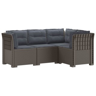 VidaXL Ogród Sofa 4-osobowa z poduszkami Wygląd Rattanu PP jasnoszary