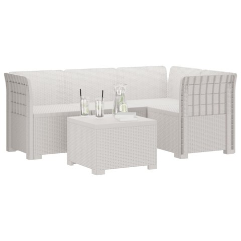 Sofa ogrodowa dla 4 osób w stylu rattanowym PP Biały