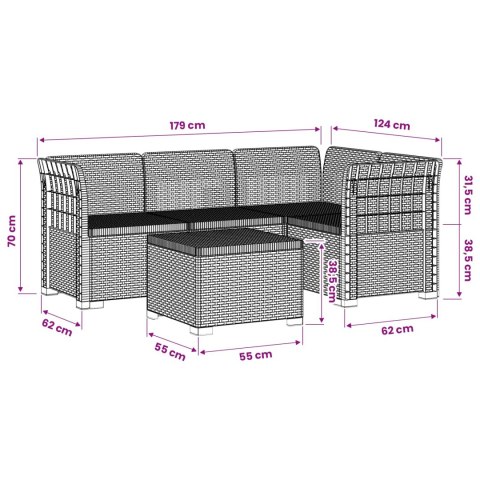 Sofa ogrodowa dla 4 osób w stylu rattanowym PP Biały