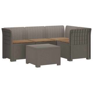VidaXL Sofa ogrodowa dla 4 osób z poduszkami w stylu rattanowym PP