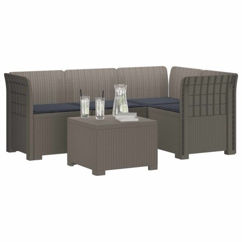 Sofa ogrodowa dla 4 osób z poduszkami w stylu rattanowym PP