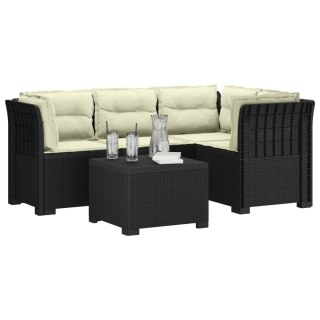 VidaXL Sofa ogrodowa dla 4 osób z poduszkami w stylu rattanowym PP