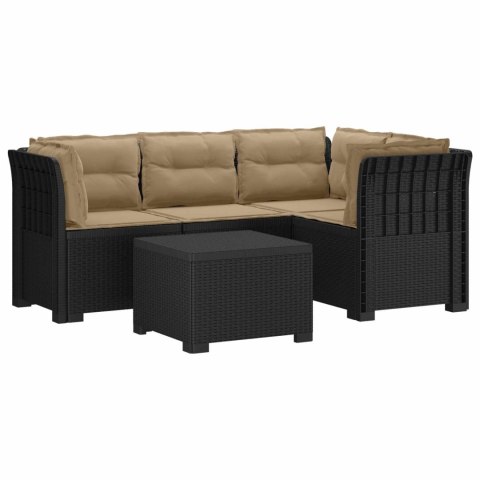 Sofa ogrodowa dla 4 osób z poduszkami w stylu rattanowym PP