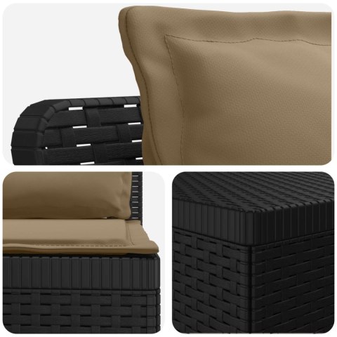 Sofa ogrodowa dla 4 osób z poduszkami w stylu rattanowym PP