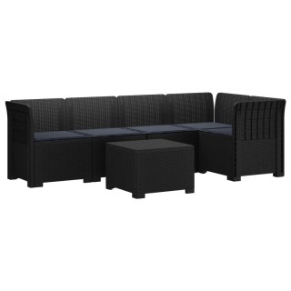 VidaXL 5-osobowa sofa ogrodowa z poduszkami w stylu rattanowym PP