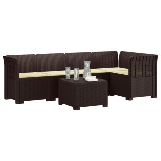 VidaXL 5-osobowa sofa ogrodowa z poduszkami w stylu rattanowym PP