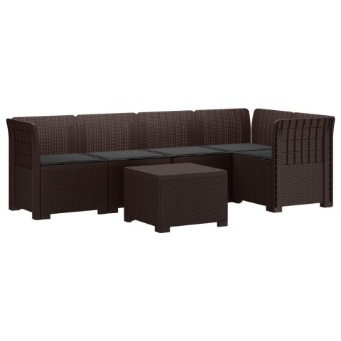 5-osobowa sofa ogrodowa z poduszkami w stylu rattanowym PP