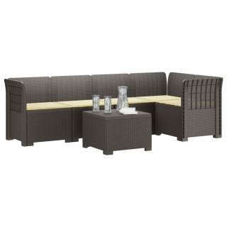 VidaXL 5-osobowa sofa ogrodowa z poduszkami w stylu rattanowym PP