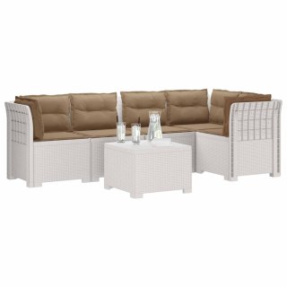 VidaXL 5-osobowa sofa ogrodowa z poduszkami w stylu rattanowym PP
