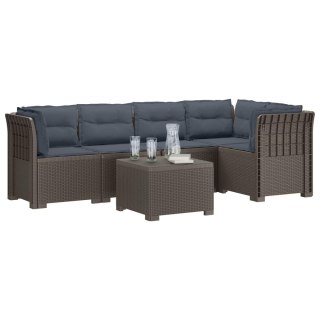 VidaXL 5-osobowa sofa ogrodowa z poduszkami w stylu rattanowym PP