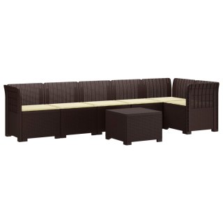 VidaXL Sofa Ogrodowa 6-osobowa z Poduszkami w Wyglądzie Rattanu PP