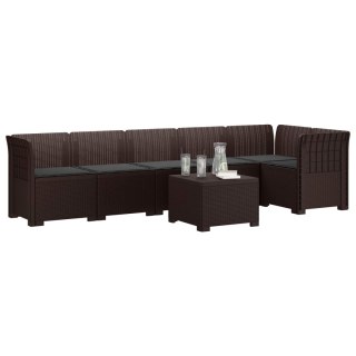 VidaXL Sofa Ogrodowa 6-osobowa z Poduszkami w Wyglądzie Rattanu PP