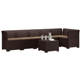 VidaXL Sofa Ogrodowa 6-osobowa z Poduszkami w Wyglądzie Rattanu PP