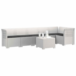 VidaXL Sofa Ogrodowa 6-osobowa z Poduszkami w Wyglądzie Rattanu PP