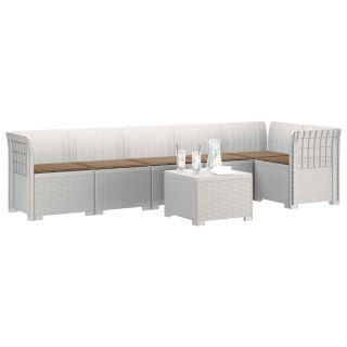 VidaXL Sofa Ogrodowa 6-osobowa z Poduszkami w Wyglądzie Rattanu PP