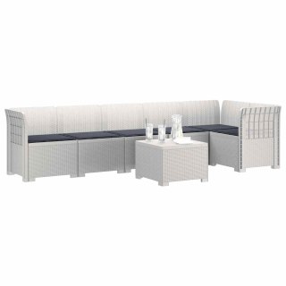 VidaXL Sofa Ogrodowa 6-osobowa z Poduszkami w Wyglądzie Rattanu PP