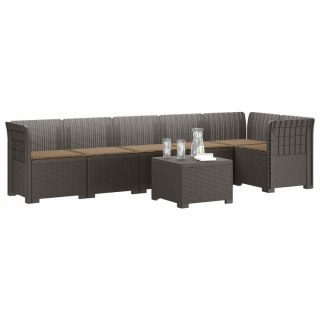 VidaXL Sofa Ogrodowa 6-osobowa z Poduszkami w Wyglądzie Rattanu PP
