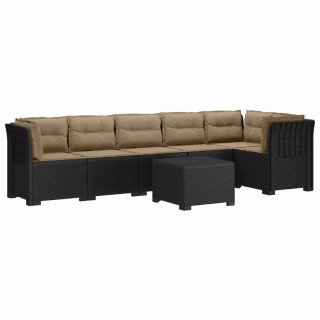 VidaXL Sofa Ogrodowa 6-osobowa z Poduszkami w Wyglądzie Rattanu PP