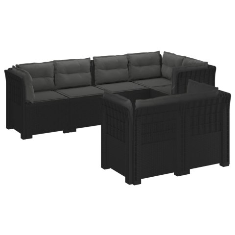 Sofa ogrodowa 7-osobowa z poduszkami w wyglądzie rattanowym PP