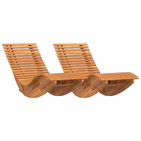 Leżak 2-osoba 2 pcs Brązowy 154 x 60 x 74 cm Lite Drewno Akacji