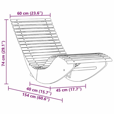 Leżak 2-osoba 2 pcs Brązowy 154 x 60 x 74 cm Lite Drewno Akacji