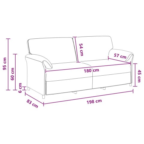 Sofa 3-osobowa Fioletowy 198 x 83 x 95 cm Welur
