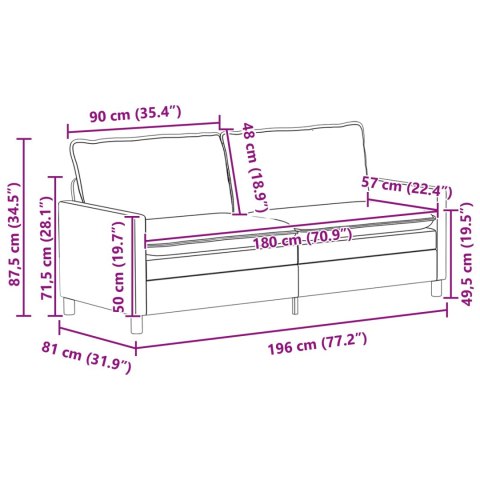 Sofa Czerwone wino 196 x 81 x 87,5 cm Welur